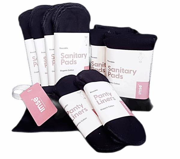 Wasbaar maandverband – ImseVimse Full Cycle Kit (Design: Zwart)